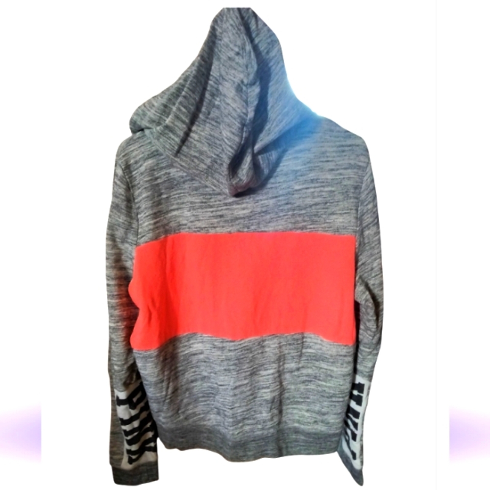 PINK VS Full Zip Hoodie Heathered Gray & Bright Coral 😍 - Picture 2 of 2
